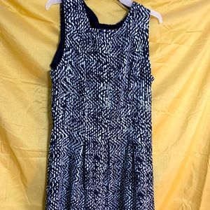 Black-White with Red trim flare dress